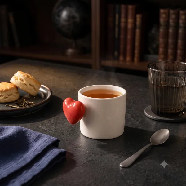 "Dil-Se" Sculptural Heart-Handle Ivory Mug