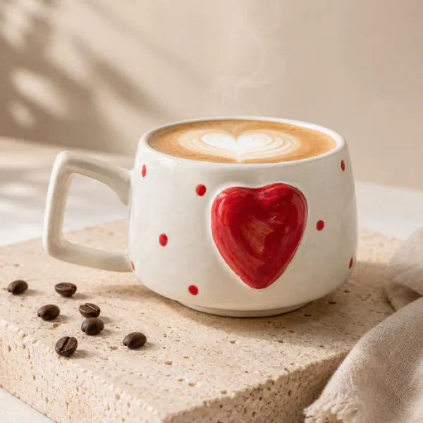 "Dil-Se" Embossed Heart Ivory Teacup