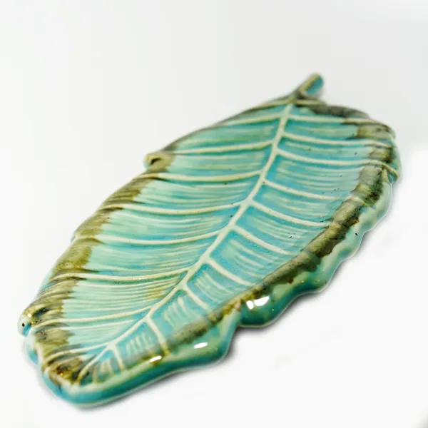 "Verdant Breeze" Ceramic Petite Leaf Platter hover