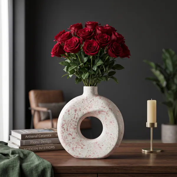 "Blush" Minimalist Donut Ceramic Vase hover