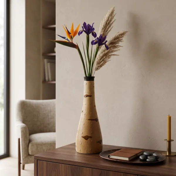 "Veda" Tall Earthy Totem Ceramic Vase hover