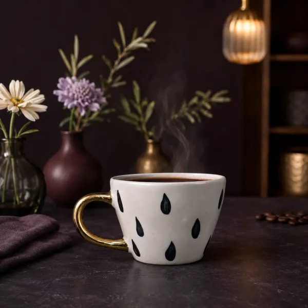 Midnight Droplet Artisan Teacup