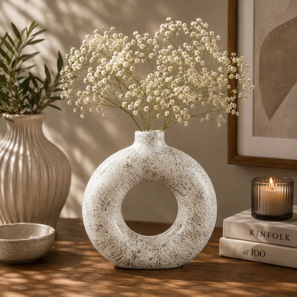 "Circa" Geometric Donut Ceramic Vase hover
