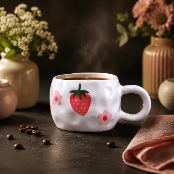 "Strawberry Meadow" Artisan Snack Mug