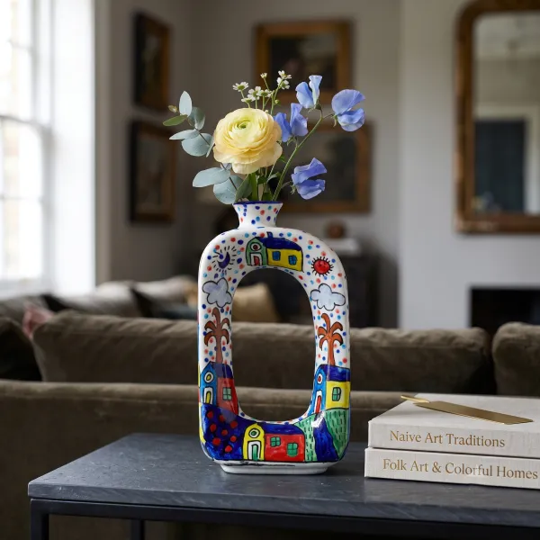 "Arcadia" Architectural Loop Ceramic Vase (Medium) hover