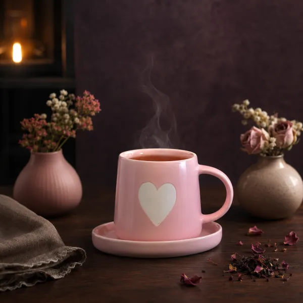 "Dil-Se" Signature Blush Heart Cup & Saucer Set