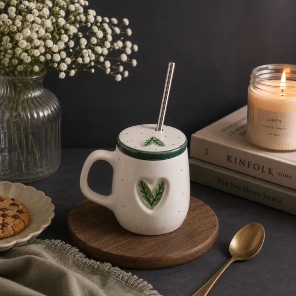 "Sprout Dot" Ceramic Desk Sipper Mug hover
