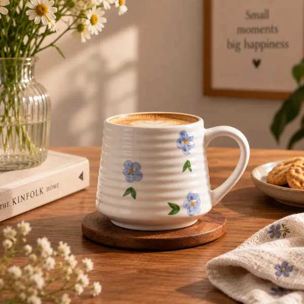 "Wildflower Blue" Textured Ceramic Mug hover