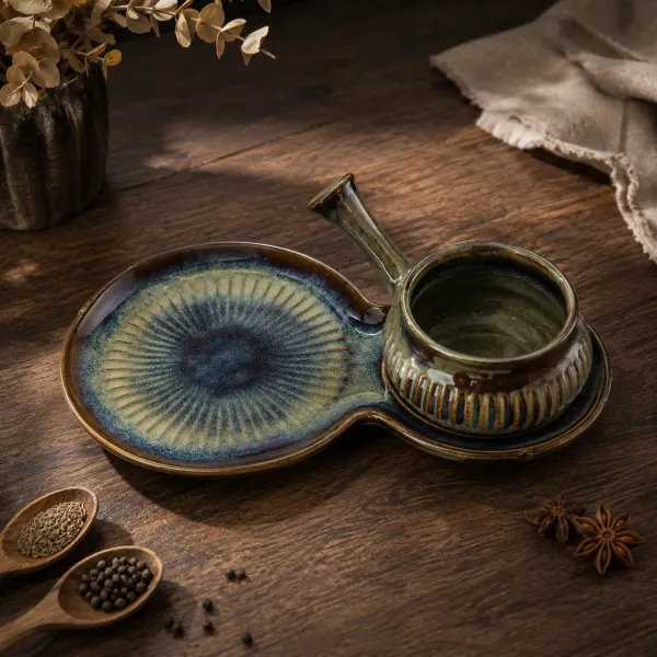 "Eclipse" Dual-Compartment Ceramic Serving Platter