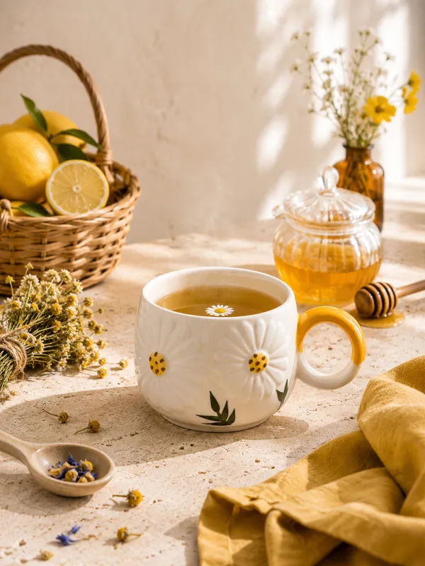Embossed Daisy Artisan Mug