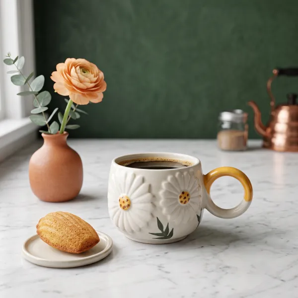 Embossed Daisy Artisan Mug hover