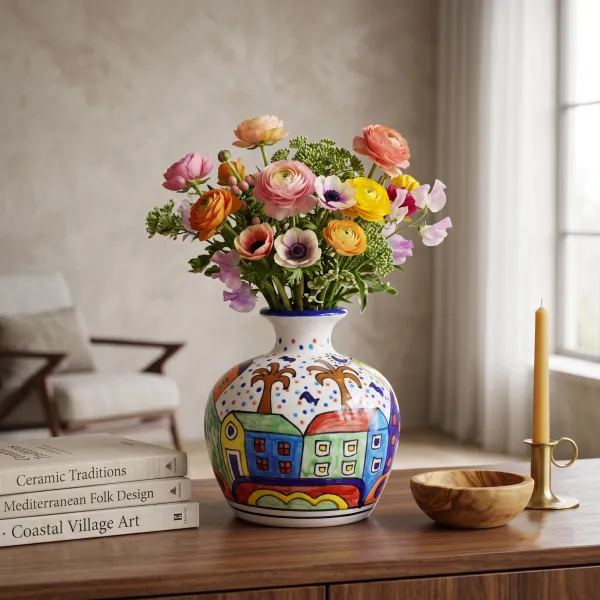 "Matika" Medium Hand-Painted Ceramic Pot Vase