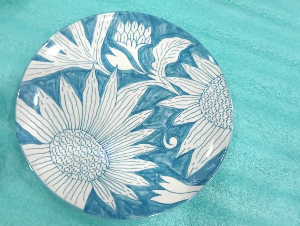 "Azure Bloom" Artisan Side Plate