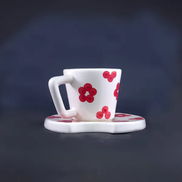 "Scarlet Bloom" Artisan Cup & Saucer Set hover