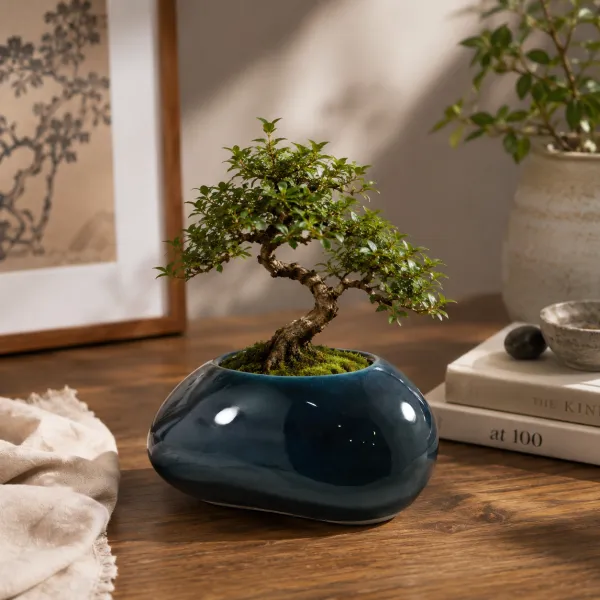 "Midnight Pebble" Stoneware Planter