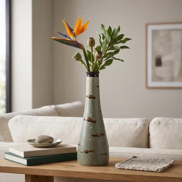 "Veda" Tall Earthy Totem Ceramic Vase