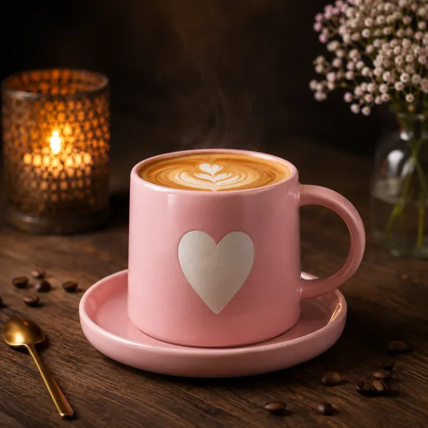 "Dil-Se" Signature Blush Heart Cup & Saucer Set hover