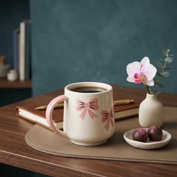 Painted Ribbon Ivory Mug
