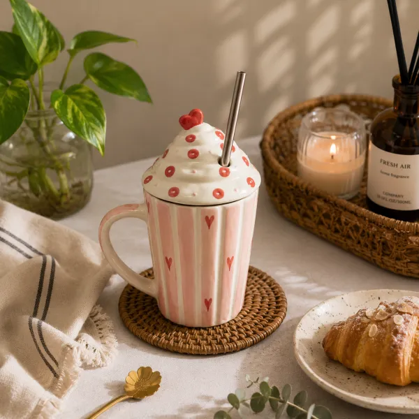 "Cupcake Swirl" Lidded Ceramic Mug