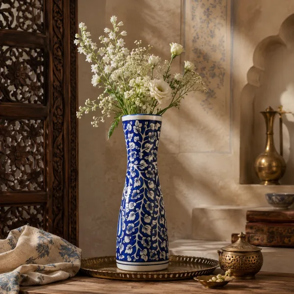 "Maya" Tall Hourglass Ceramic Vase