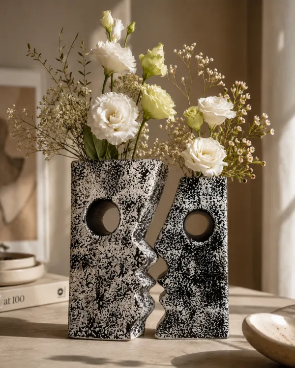 "Affinitas" Interlocking Cubist Ceramic Vase Set