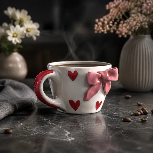 "Heartfelt Bow" Artisan Keepsake Mug hover