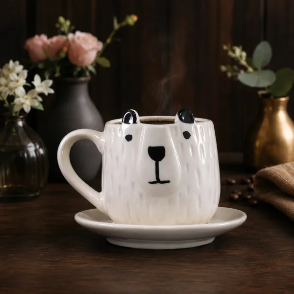 "Arctic Companion" Artisan Mug & Saucer Set hover