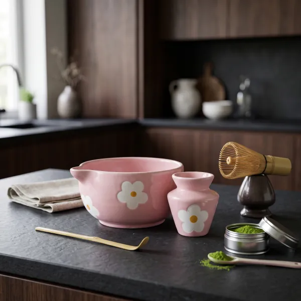 "Sakura Bloom" Spouted Ceramic Matcha Bowl (Chawan)