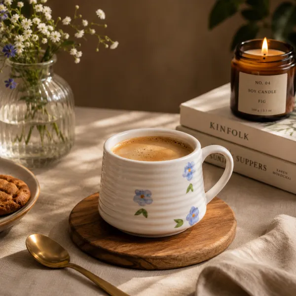 "Wildflower Blue" Textured Ceramic Mug