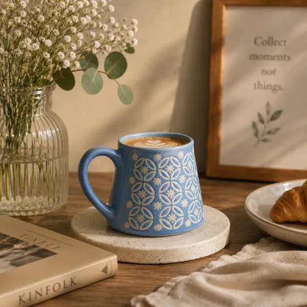 "Azure Lattice" Embossed Studio Mug