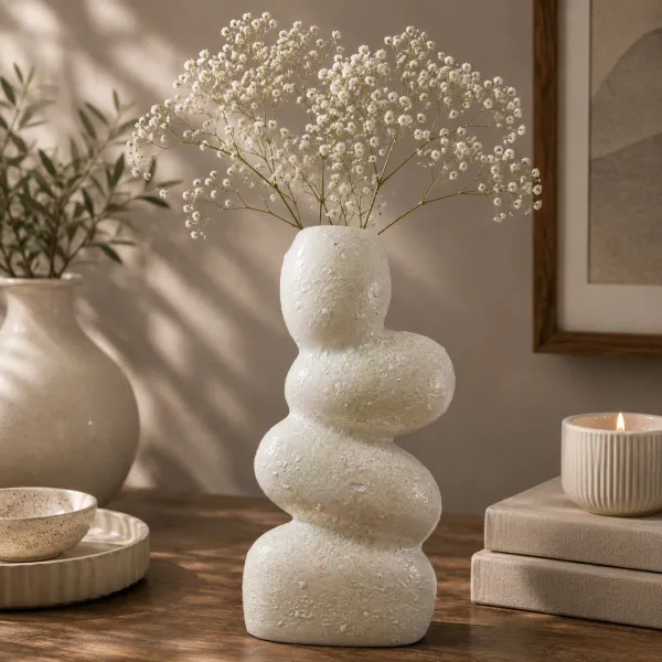 "Kumano" Stacked Pebble Ceramic Statement Vase