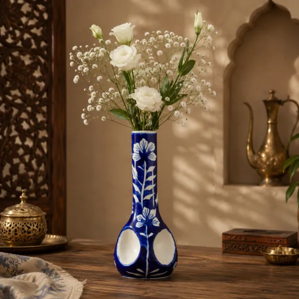 Cobalt Floral Artisan Bud Vase hover
