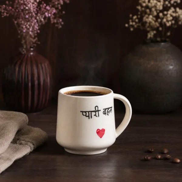 "Dil-Se" 'Pyari Behan' Minimalist Ivory Mug hover