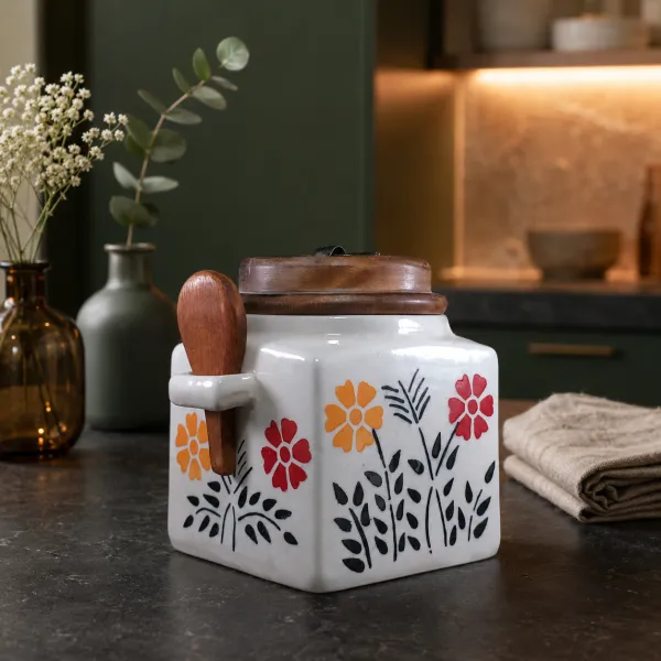 Pushpa Vintage Ceramic Pickle & Spice Jar