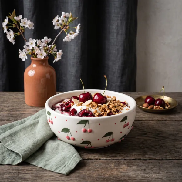 "Orchard Harvest" Deep Ceramic Cherry Bowl