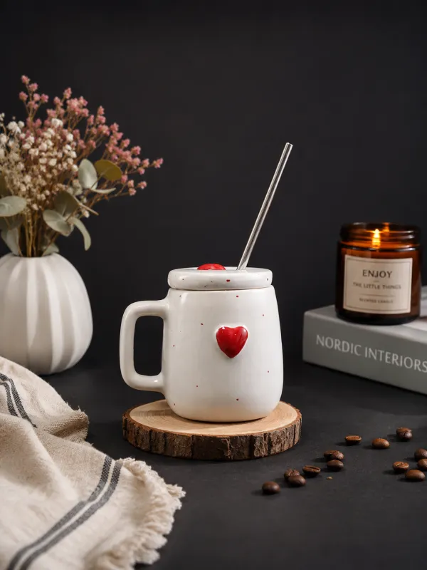 "Sweetheart Dot" Ceramic Desk Sipper Mug hover