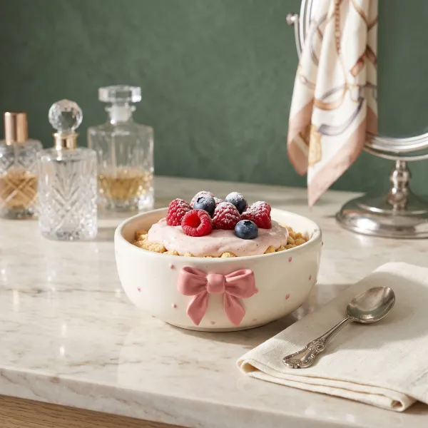 "Coquette Belle" 3D Bow Ceramic Dessert Bowls